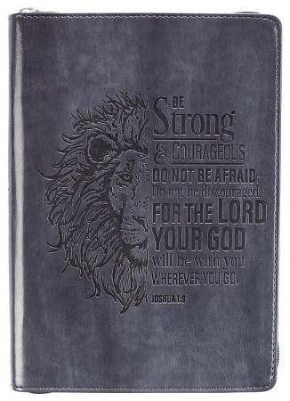 Be Strong and Courageous, Lion, Journal, LuxLeather, Black ...
