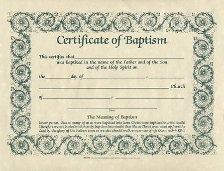 Baptism Certificates, Parchment, 6: 9780805472844 - Christianbook.com