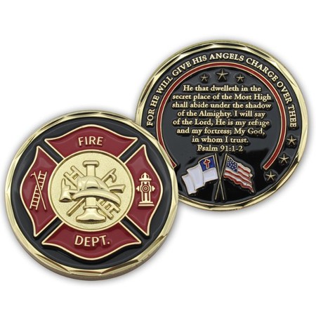 Firefighter, Gold Plated Challenge Coin, Psalm 91:1-2 - Christianbook.com