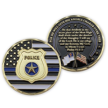 Police, Gold Plated Challenge Coin, Psalm 91:1-2 - Christianbook.com