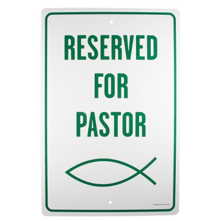 7.5x10.5 Inch Reserved Parking Pastor Print White and Black Notice Parking Metal Small Sign 1 Pack of Signs 