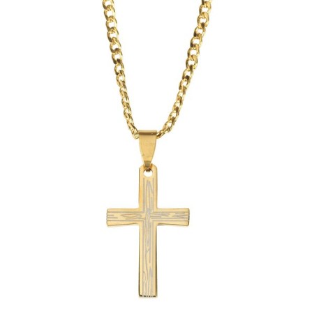 Textured Box Cross Necklace, Gold - Christianbook.com