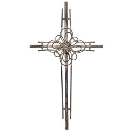 Metal Wall Cross With Flower Design Center - Christianbook.com