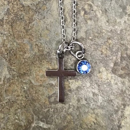 March birthstone cross deals necklace