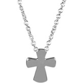 Mini Bud Cross Necklace, 3/8 Inch, Silver Plated