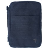 Washed Canvas Bible Cover, Charcoal, Medium