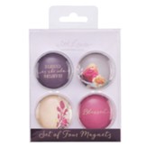 Blessed is She Who Believes Glass Magnets, Set of 4