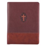 Cross Design Zippered Portfolio, LuxLeather Brown