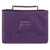 Amazing Grace Bible Cover, Purple Floral, Large