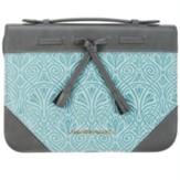 Amazing Grace Bible Cover, Gray, Teal, Large
