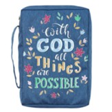 With God All Things Bible Cover, Navy, Medium