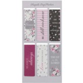 Pink Roses Magnetic Bookmark, Set of 6