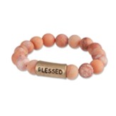 Blessed Beaded Stretch Bracelet, Peach