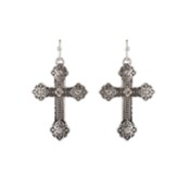 Antique Cross Earrings, Silver