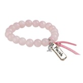 Pink Beaded Faith Charm Bracelet