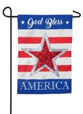 God Bless America Reversible Star, Garden Linen Flag, Small