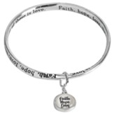 Faith Hope Love Mobius Bracelet, Silver Plated