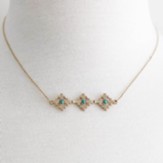 Triple Cross Necklace, Turquoise Stones, Gold Dipped, Charleston Collection