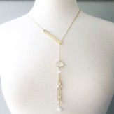 Clover, Lariat, Necklace, White, Gold Dipped, Clover Collection