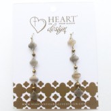 Clover Drop Earrings with Taupe Beads, Gold Plated, Clover Collection