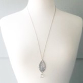 Leaf with Clear Stone Necklace, Silver, Lovely Collection