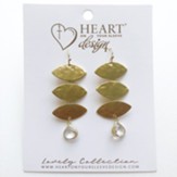 Triple Leaf with Clear Stone Drop Earrings, Gold Dipped, Lovely Collection