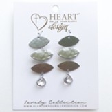 Triple Leaf with Clear Stone Drop Earrings, Silver, Lovely Collection