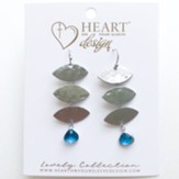Triple Leaf with Peacock Stone Drop Earrings, Silver, Lovely Collection
