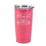 A Caring Heart Pink Stainless Steel Tumbler, Pink