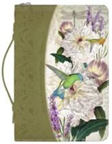 Peony Bible Cover, Green, Large