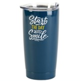 Start the Day with a Smile Stainless Steel Tumbler, Navy