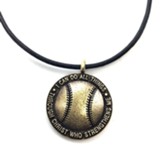 Baseball, Phillipians 4:13 Pendant, Brass, Black Cord