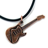 Guitar, Sing Praise Pendant, Copper, Black Cord