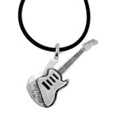 Guitar, Sing Praise Pendant, Silver, Black Cord