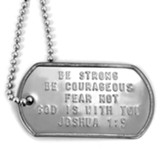 Be Strong, Be Courageous Dog Tag on Ball Chain