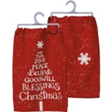 Hope Faith Love Peace Believe Goodwill Blessings Christmas Tea Towel