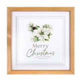 Merry Christmas, White Poinsettia, Framed Art