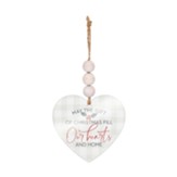 May The Gift of Christmas Fill Our Hearts And Home, Heart Ornament with Beads, Gray Buffalo Check