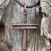 Baseball Cross on Rubber Cord, Antique Copper, Small