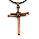 Nail Cross Necklace, Copper Finish, Black Cord