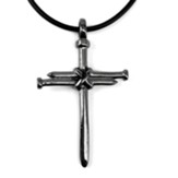 Nail Cross Necklace, Gunmetal, Black Cord
