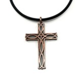 Cross Fish Necklace, Copper Finish, Black Cord
