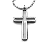 Open Cross Necklace, Silver Finish, Ball Chain
