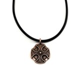 Celtic Cross Shield Necklace, Copper Finish, Black Cord