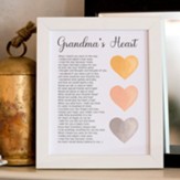 Grandma's Heart Poem With Hearts, Framed Art
