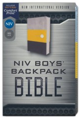 NIV Compact Boys' Backpack Bible--soft leather-look, yellow/gray - Imperfectly Imprinted Bibles