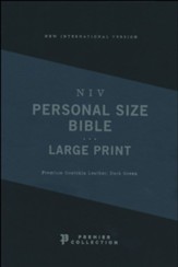 NIV Personal Size Bible, Premier Collection, Large Print, Comfort Print--premium goatskin leather, green