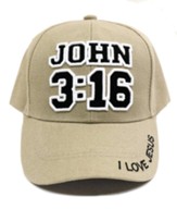 John 3:16, Block, Cap, Khaki