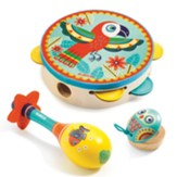 Musical Instruments, Set of 3 Tambourine, Maracas, Castanet