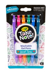 Take Note! Washable Gel Pens, Jewel Tones, 6 Pieces